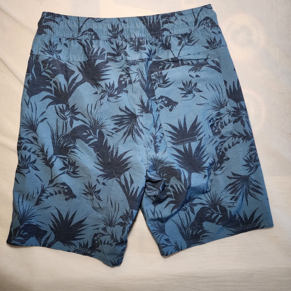 Hang Ten Mens Blue Tropical Palm Leaf Board Shorts Swim Trunks Size Large